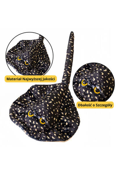 LEAN Jucărie de pluș Stingray, 50 x 24 cm, negru, 22376