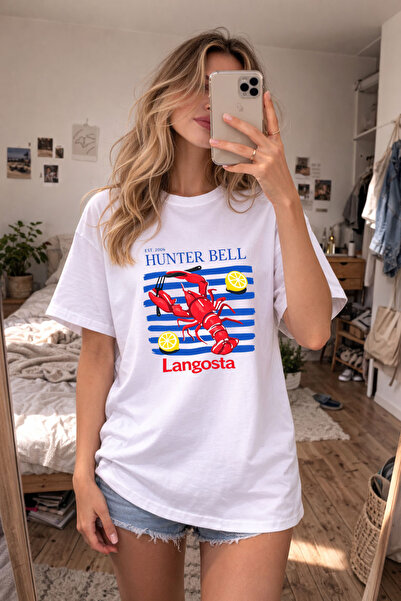 cesita Бяла памучна тениска с принт на омар от Pinterest