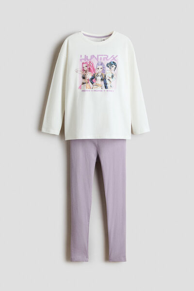 H&M Pamuklu ve Baskı Motifli Pijama Takımı