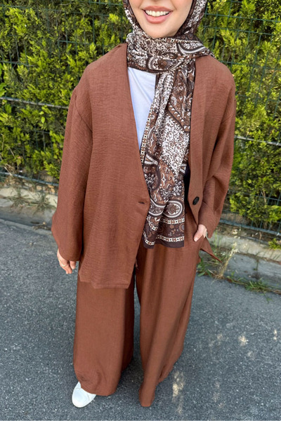 Ovn. Single Button Jacket and Trousers Set - Brown