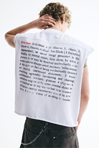 H&M Baskılı Boxy Kolsuz Üst Oversized Fit