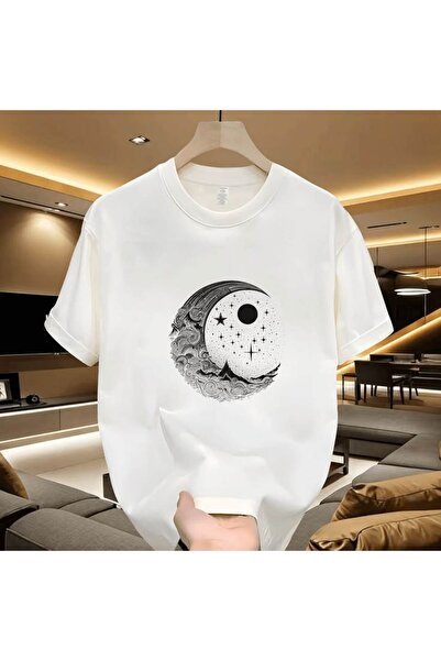 bellanova Unisex πολύχρωμο μπλουζάκι με στάμπα Oversize Streetwear Άνετη εφαρ...