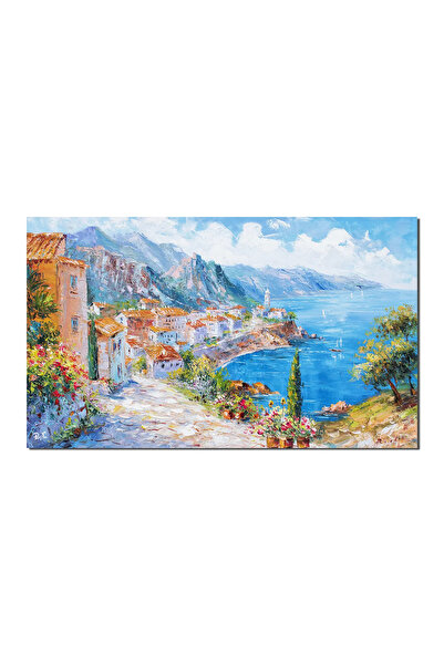 artnova Картина Гърция, импасто, жив средиземноморски пейзаж, 100x60см, ръчно...