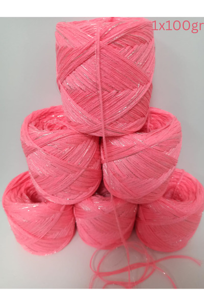 İPEK YÜN İPLİK DÜNYASI Viskon Organik Koton Örgü İpi (Neon Pembe, Pembe Gümüş...