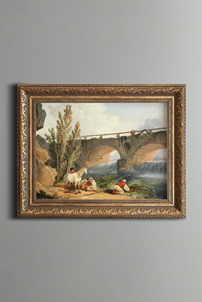 epiqart Bridge and River View - Vintage Patterned Painting - Thick Model