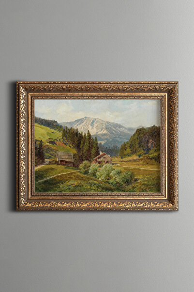 epiqart Mountain House Landscape - Vintage Patterned Painting - Thick Model