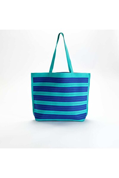 KIABI Large Striped Tote Bag BLUE