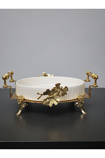 PARILTI HOME COLLECTİON Oven Dish Bowl Luxury Serving Plate Bowl Gold Silver ...
