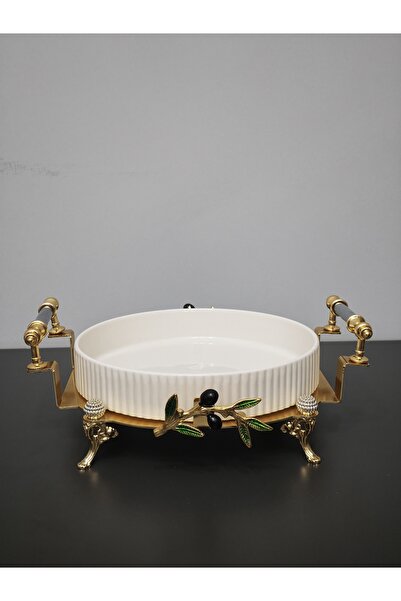 PARILTI HOME COLLECTİON Oven Dish Bowl Luxury Serving Plate Bowl Gold Silver ...