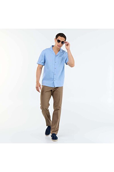KIABI Solid Chino Pants - Regular Waist BROWN