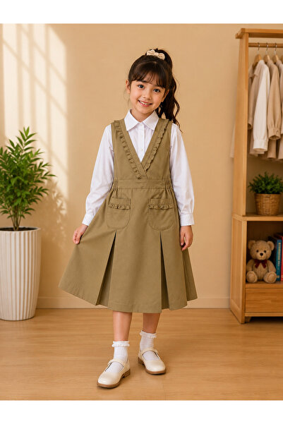 Al Farasha Girls’ Kindergarten Pinafore (مريول روضة) – 2-Piece Set White Shir...