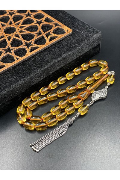 Onurlu Tesbihane 925 Ayar Gümüş Dizayn Ateş Kehribar Tespih – 12x8 mm