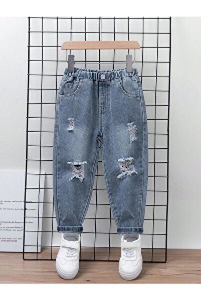 JO FASHION بنطلون جينز مهلهل عادي مناسب للأولاد، أنيق للخريف/الشتاء