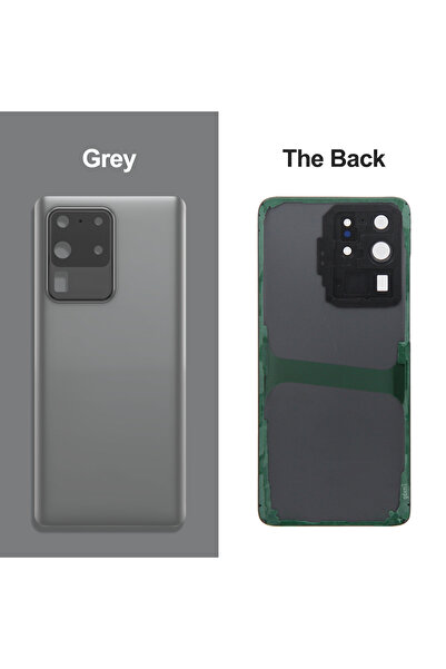Choice غطاء خلفي رمادي لبطارية S20 Ultra 5G، لوحة زجاجية خلفية، غلاف خلفي، عد...