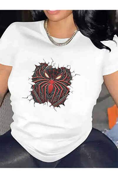 01THEONE cotton T-Shirt with Spider Design Casual Wear, Durable Lightweight, ...