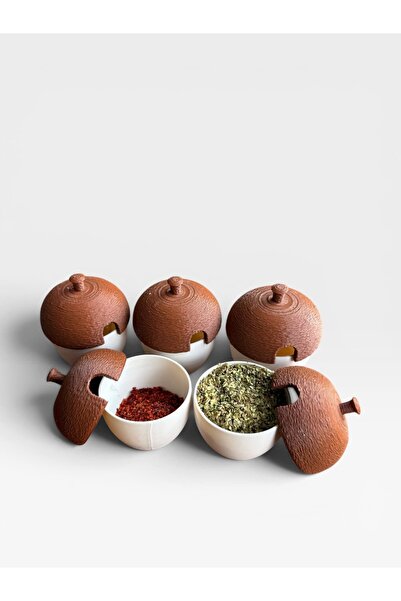 Atelye.store Set of 5 Spice Containers with Palamut Figures, Decorative Spice...
