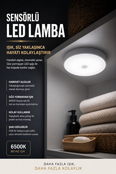 Parmeva Hareket Sensörlü 8 Ledli Sarı Gün Işığı Lamba Usb Şarjlı On/auto/off ...