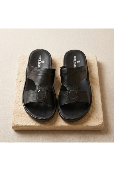Chyfly Men's Cross Strap Leather Sandals Summer Soft Sole Slippers Comfortabl...