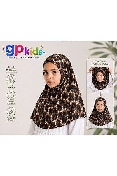 GP Kids Kız Çocuk Pratik Başörtü Penye Hazır Eşarp Mina Model ÇİÇEK DESEN