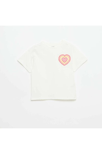 KIABI T-shirt with chest embroidery WHITE