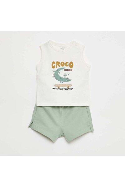 KIABI 2-Piece Tank Top & Shorts Set WHITE