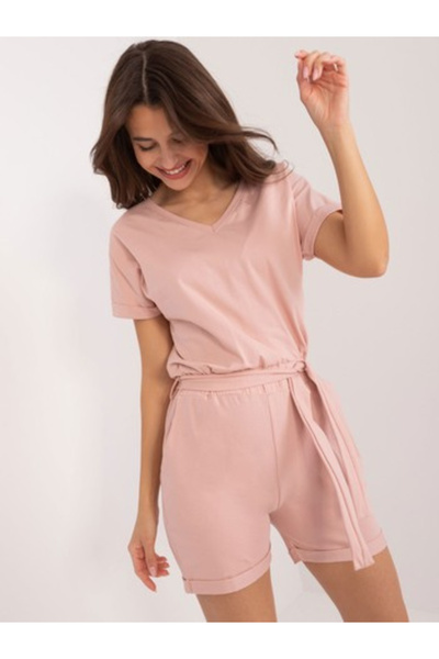 Relevance Women's Jumpsuit, RELEVANCE, Cotton, Short Sleeve, Light Pink, mode...