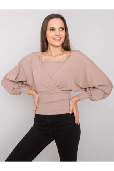 rue parıs Bluza Dama Maneca lunga, Dungi, RUE PARIS, Bej Casual Model RV-BZ-7...