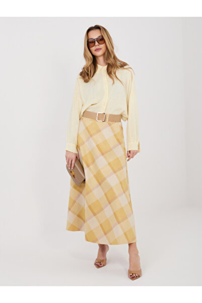 Italy Moda Fusta Dama, ITALY MODA, Poliester, Carouri, Galben, model IT-SD-23...