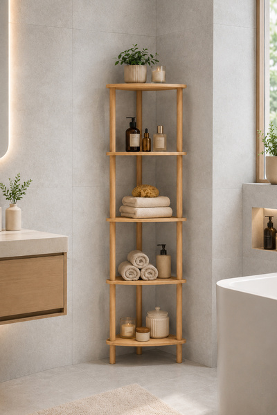 Avmpark Trian Köşe Raflı 5 Katlı Banyo Rafı, Mutfak Rafı, Havluluk, Deterjanl...