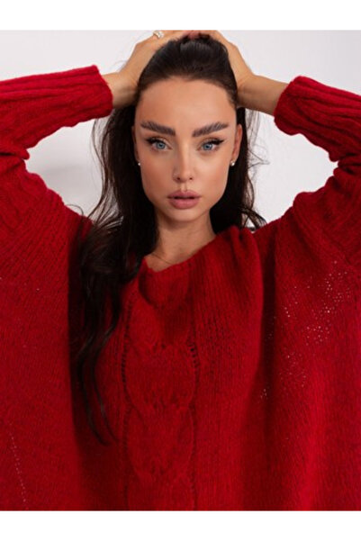 Och Bella Γυναικείο Πουλόβερ, Och Bella, Ακρυλικό, Μακρυμάνικο, Σκούρο Κόκκιν...