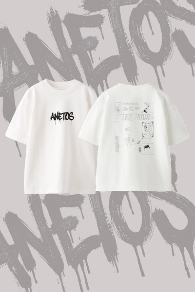 Anetos Μπλουζάκι After Hours Design με στάμπα στην πλάτη, βαμβακερό, λευκό, o...
