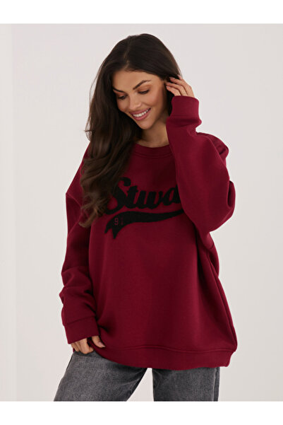rue parıs Women's Sweatshirt, RUE PARIS, Cotton, Long Sleeve, Bordeaux, model...