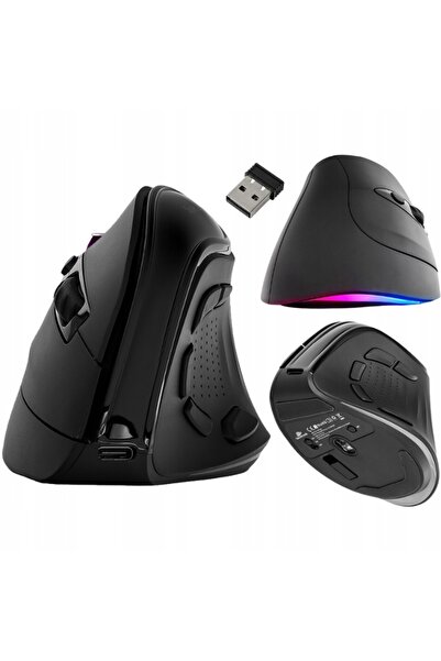 Spacetronik Mouse wireless vertical USB BT 5.0 4000 DPI RGB Senzor optic