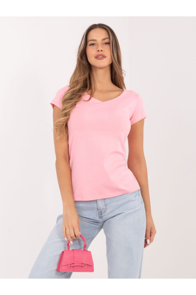 rue parıs Women's Blouse, RUE PARIS, Cotton, Short Sleeve, Light Pink, model ...