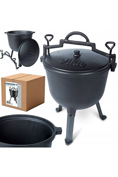 Vilde Oală de camping sticlă-ceramică pentru vânătoare, cu capac, 10L, oală d...