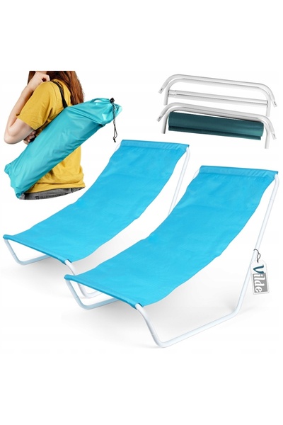 Vilde 2x Șezlong de plajă și grădină, turistic, de camping, pliabil, portabil
