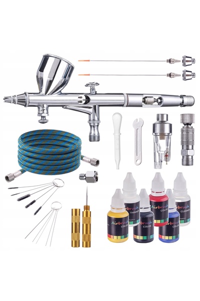 TC Technic Aerograf modelar, set de duze 0,2 0,3 0,5, furtun, pensule, vopsel...