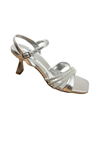 PUNTO 655480 Stoned Banded Short Heeled Evening Dress Shoes'Heel 7.5 cm'