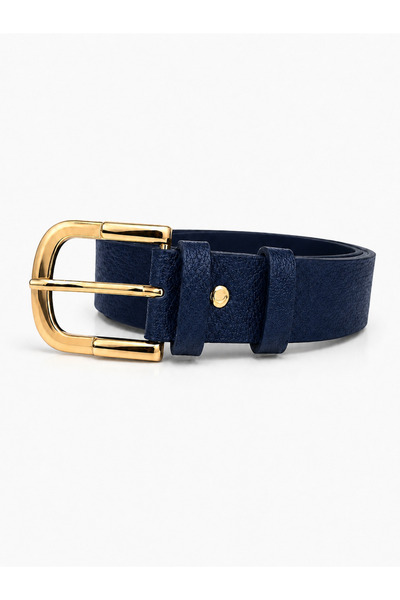 kemer krallığı Women's Navy Blue Gold Buckle Belt