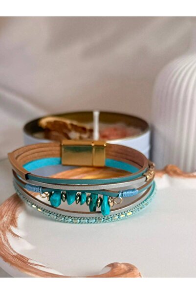ANKA JEWELLRY Women's Turquoise Magnetic Clasp Natural Stone Looking Multi-Wi...