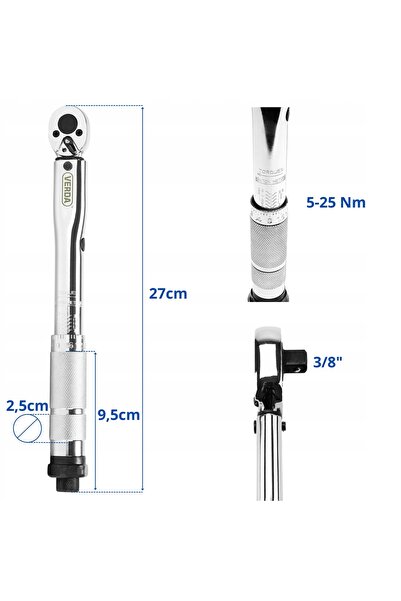 VERDA Cheie dinamometrică pentru bujii 1/4 5-25Nm în cutie