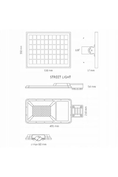 VİDEX Lampă stradală solară LED 100W, panou solar, senzor de amurg + telecomandă