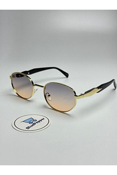 BluePepper Pradix V3 Sunglasses Oval Gold Frame Blue Glass Colorful 50-18-150...