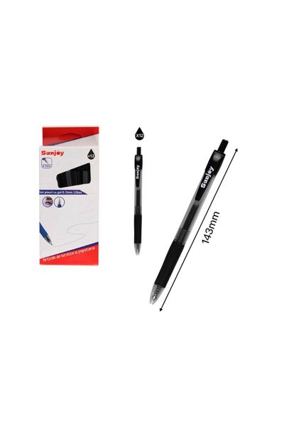 SUNJOY Set 12 pixuri cu gel negre retractile 0,7 mm, lungime 143 mm, mâner an...