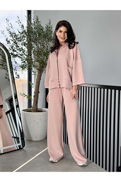 RAMONA BADESCU EXCLUSIVE Σετ Τοπ και Παντελόνι Τζίντζερ - Ροδακινί Νουντ