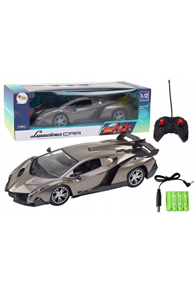 LeanToys Mașină teleghidată RC 1:12 de lux, gri metalizat