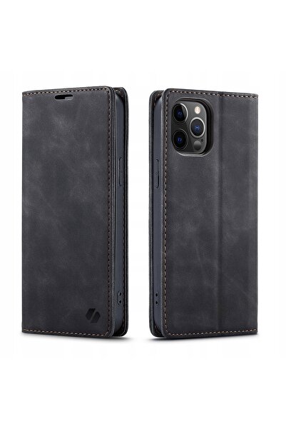 spacecase Husă tip portofel din piele pentru iPhone 12 Pro Max + sticlă