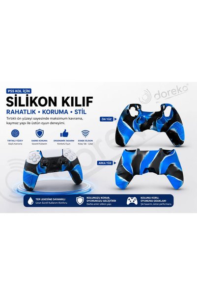 Doreka PS5 DualSense Silikon Kol Kılıfı Tırtıklı Kaymaz
