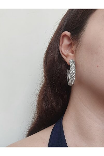 bijoux uniques أقراط من الفولاذ المطلي بمادة خفيفة للغاية مرصعة بحجر الزركون