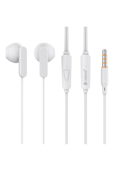 Celebrat earphones με μικρόφωνο G23, 3.5mm σύνδεση, Φ14mm, 1.2m, λευκά